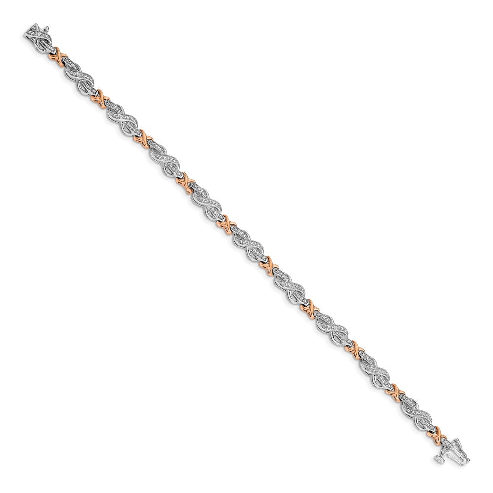 14k Two-tone Natural Diamond Infinity Symbol Link Bracelet