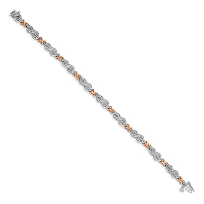 14k Two-tone Natural Diamond Infinity Symbol Link Bracelet