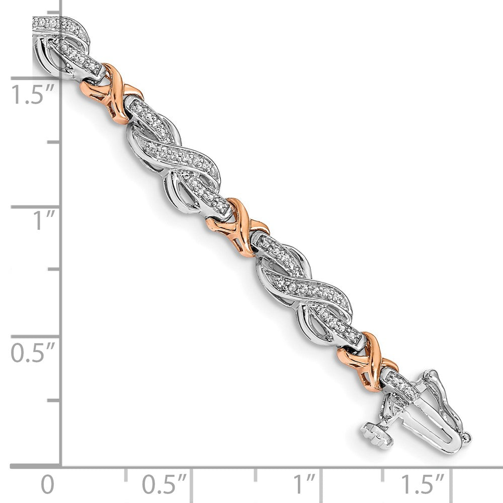 14k Two-tone Natural Diamond Infinity Symbol Link Bracelet