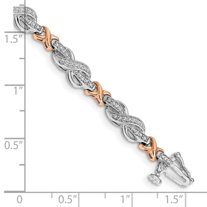 14k Two-tone Natural Diamond Infinity Symbol Link Bracelet