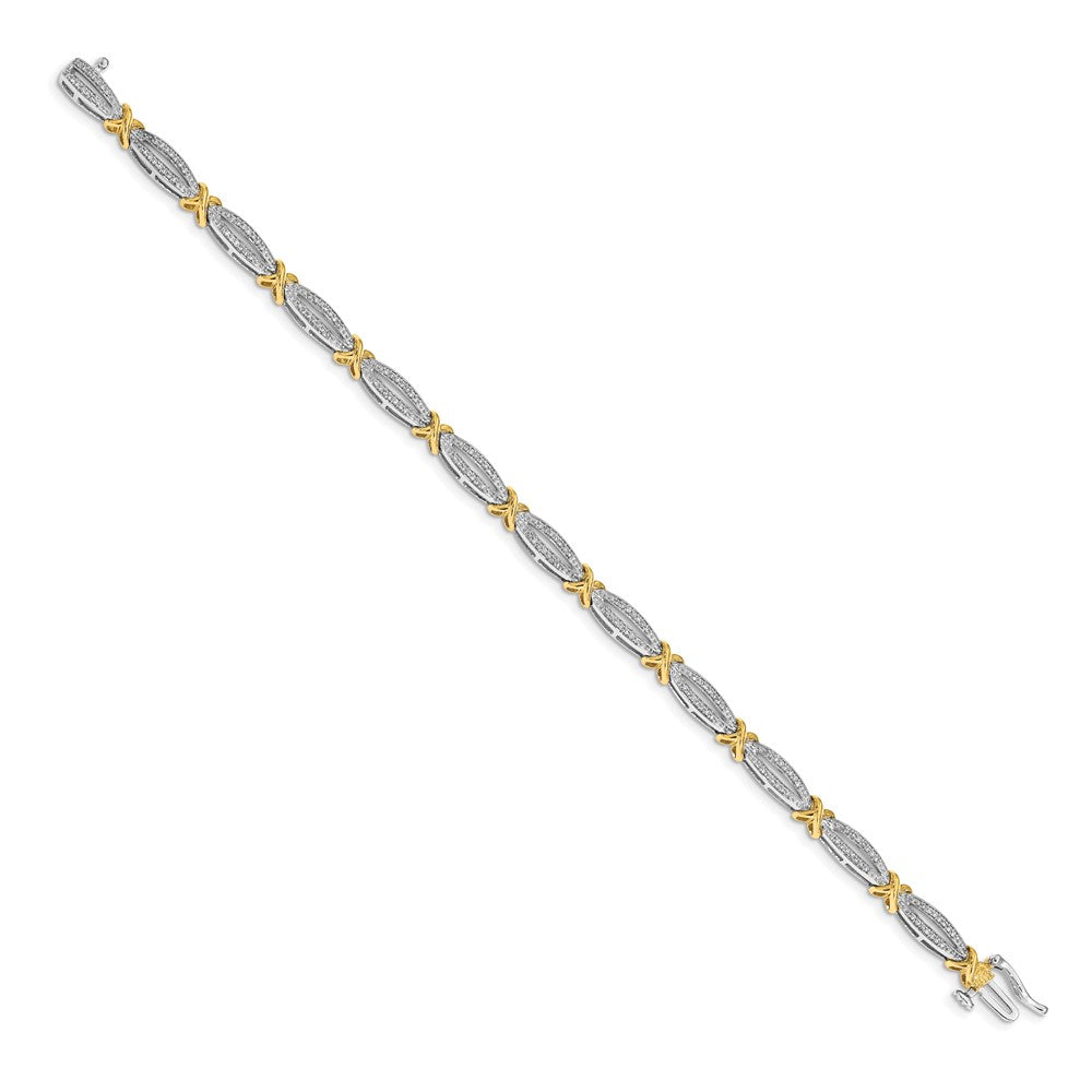14k Two-tone Gold Natural Diamond Bracelet