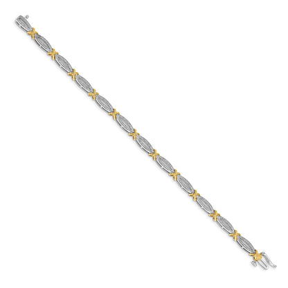 14k Two-tone Gold Natural Diamond Bracelet