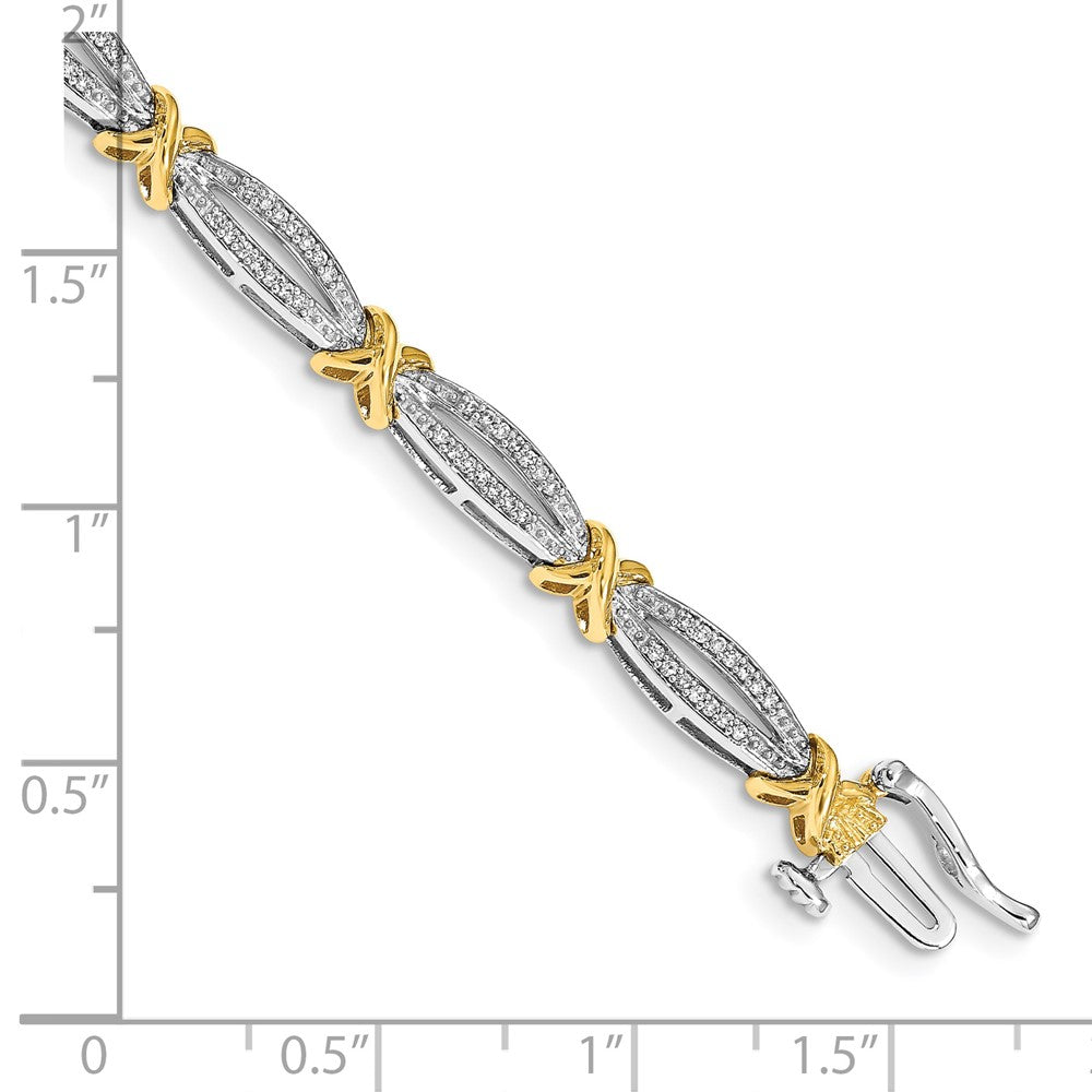 14k Two-tone Gold Natural Diamond Bracelet