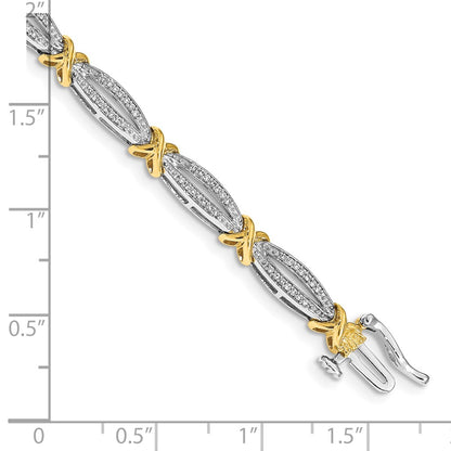 14k Two-tone Gold Natural Diamond Bracelet