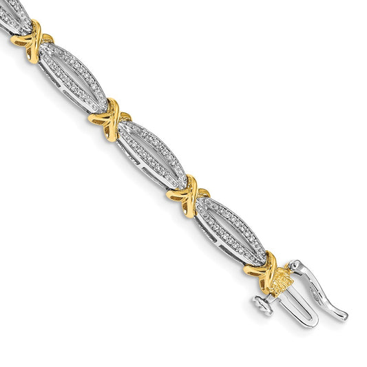 14k Two-tone Gold Natural Diamond Bracelet