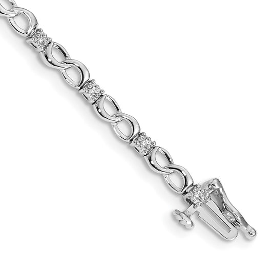 14k White Gold Natural Diamond Figure 8 Link Bracelet