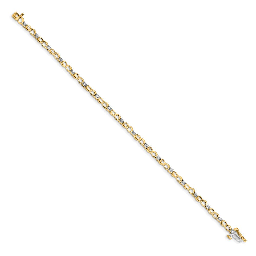 14k Yellow Gold Natural Diamond Figure 8 Link Bracelet