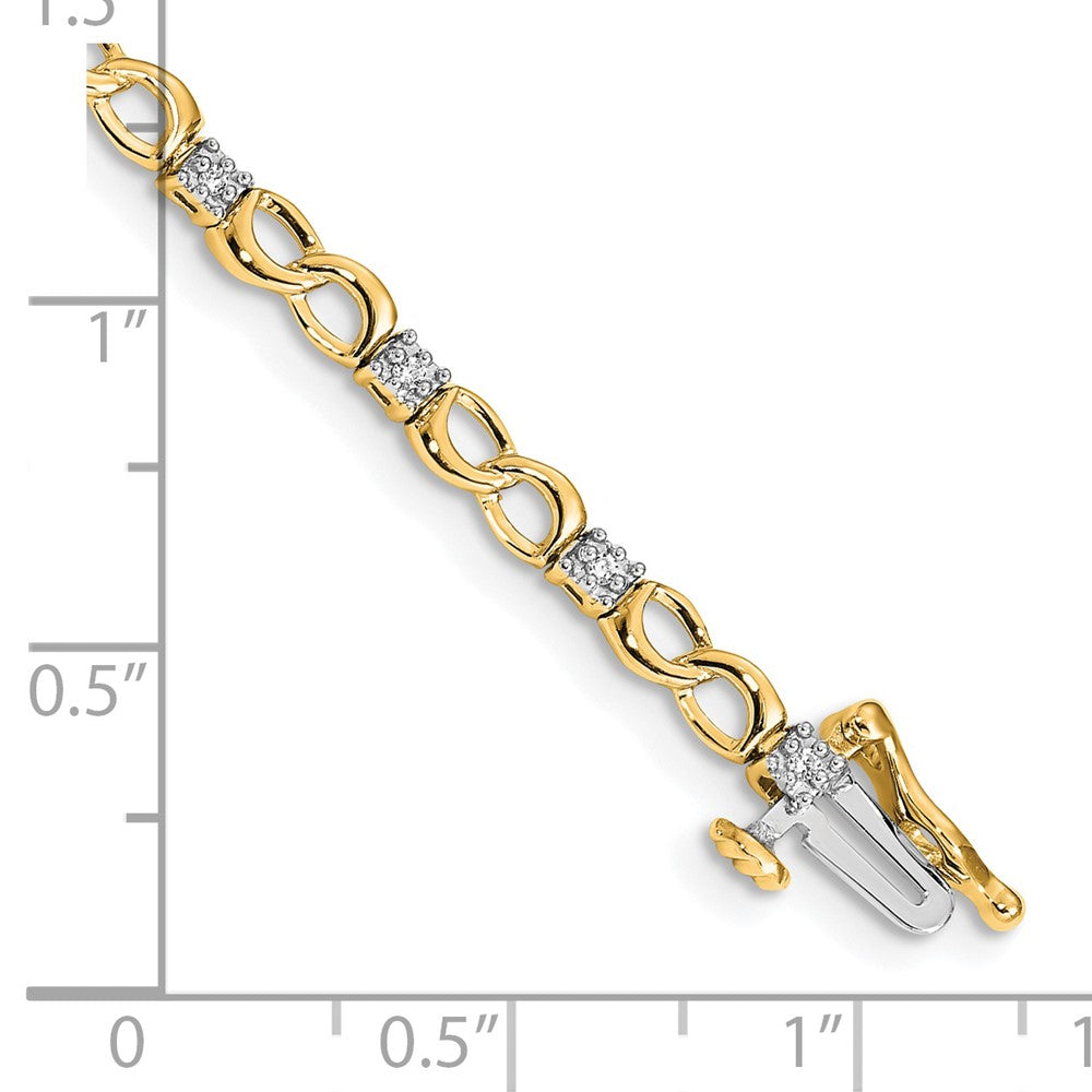 14k Yellow Gold Natural Diamond Figure 8 Link Bracelet