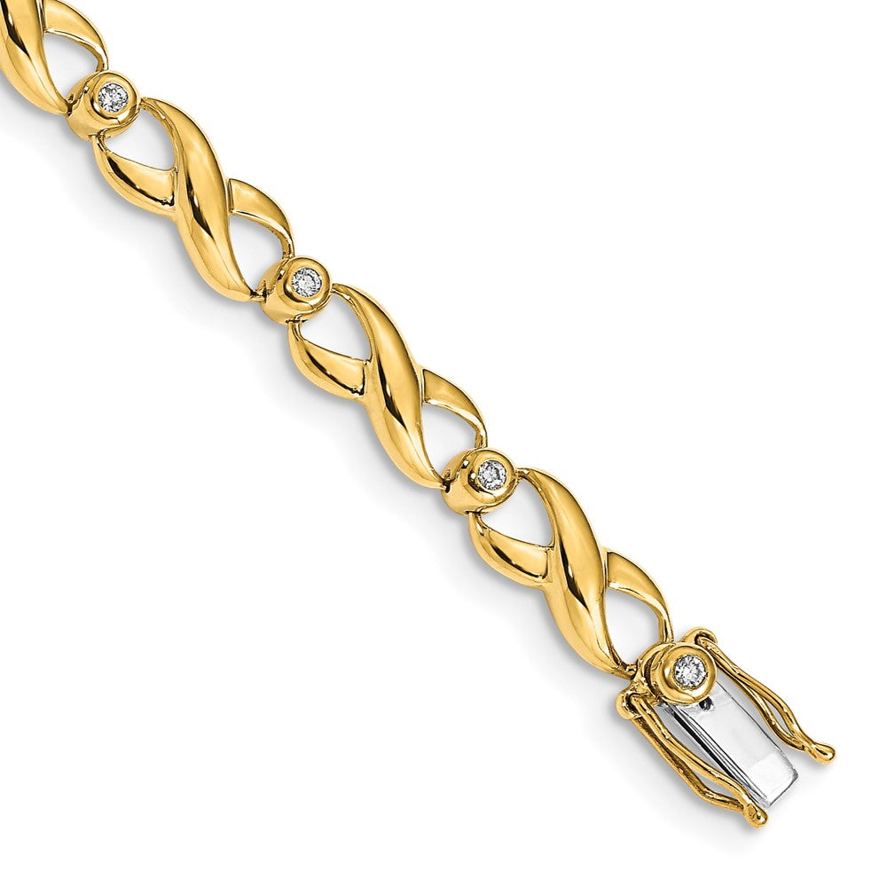 14k Yellow Gold Natural Diamond Infinity Bracelet