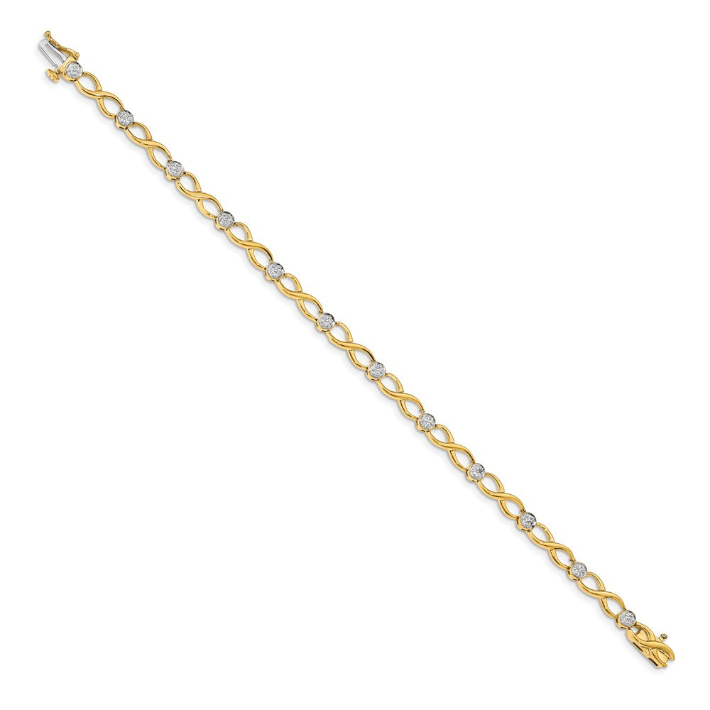 14k Yellow Gold Natural Diamond Infinity Bracelet