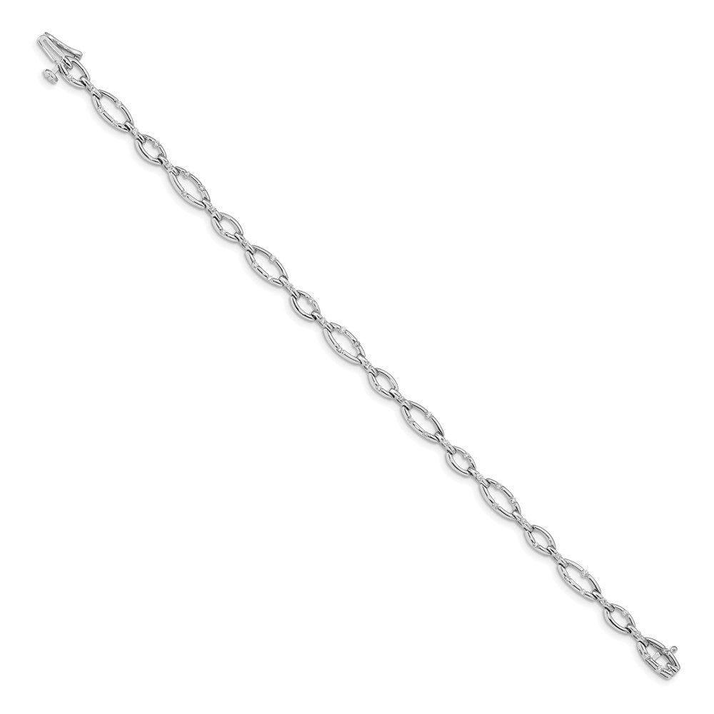 14k White Gold Natural Diamond Link Bracelet
