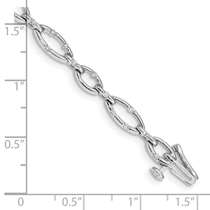 14k White Gold Natural Diamond Link Bracelet