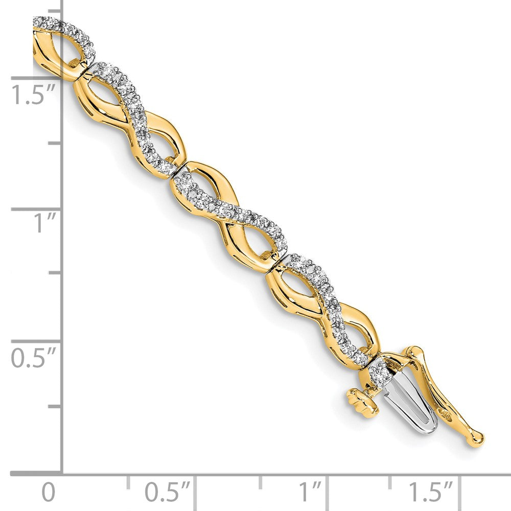 14k Yellow Gold Natural Diamond Infinity Link Bracelet
