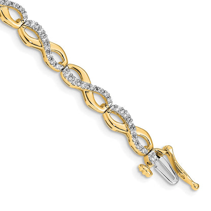 14k Yellow Gold Natural Diamond Infinity Link Bracelet