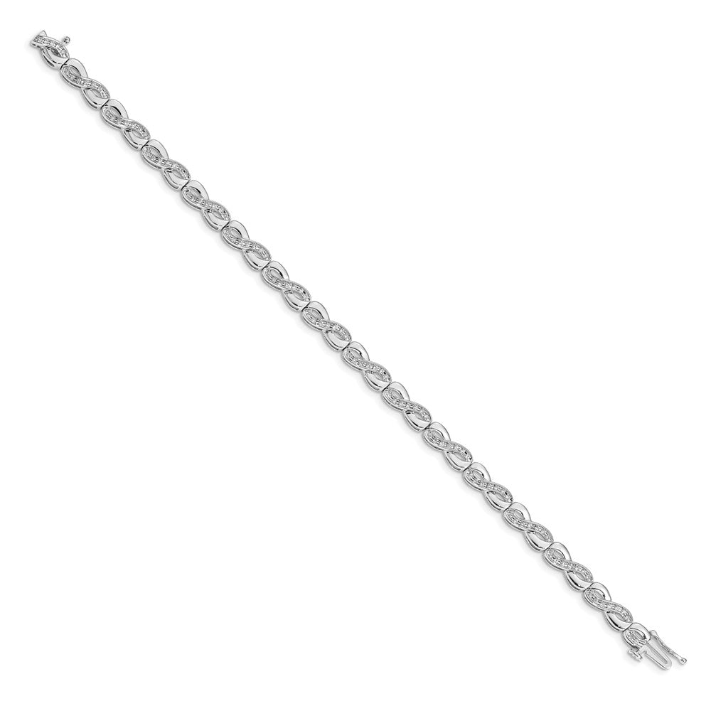 14k White Gold Natural Diamond Infinity Link Bracelet