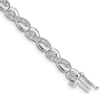 14k White Gold Natural Diamond Infinity Link Bracelet