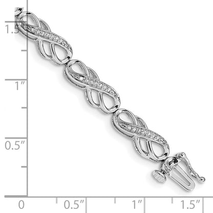 14k White Gold Natural Diamond Infinity Symbol Link Bracelet