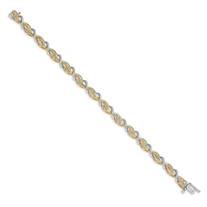 14k Two-tone Natural Diamond Bracelet