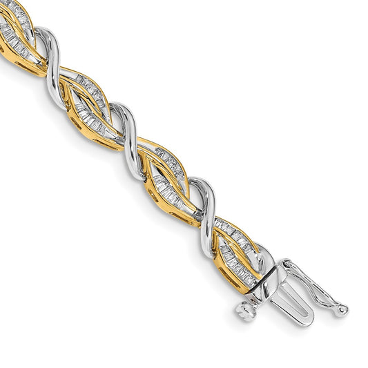 14k Two-tone Natural Diamond Bracelet