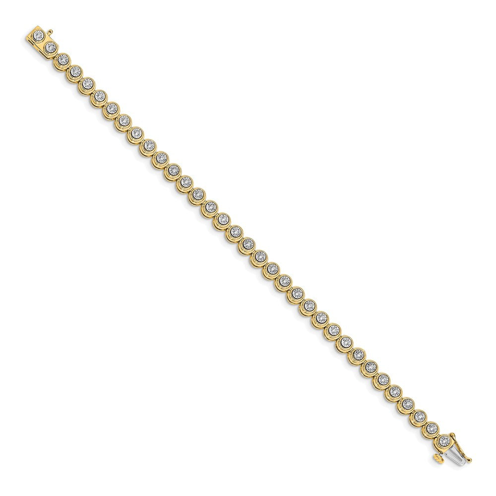 14k Yellow Gold Natural Diamond Circle Link Bracelet