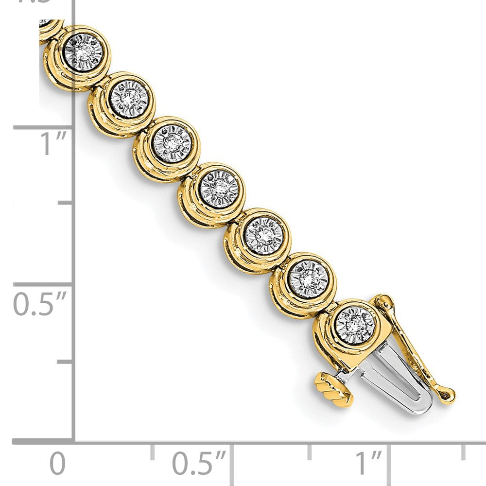 14k Yellow Gold Natural Diamond Circle Link Bracelet
