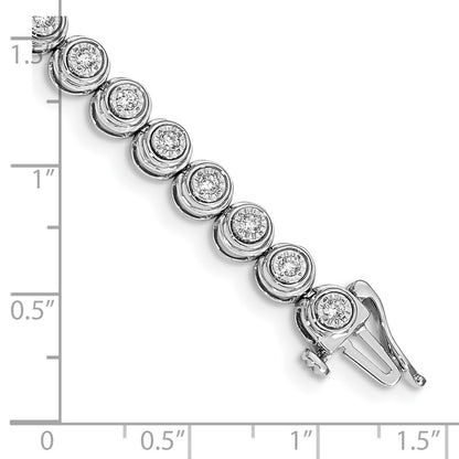 14k White Gold Natural Diamond Circle Link Bracelet