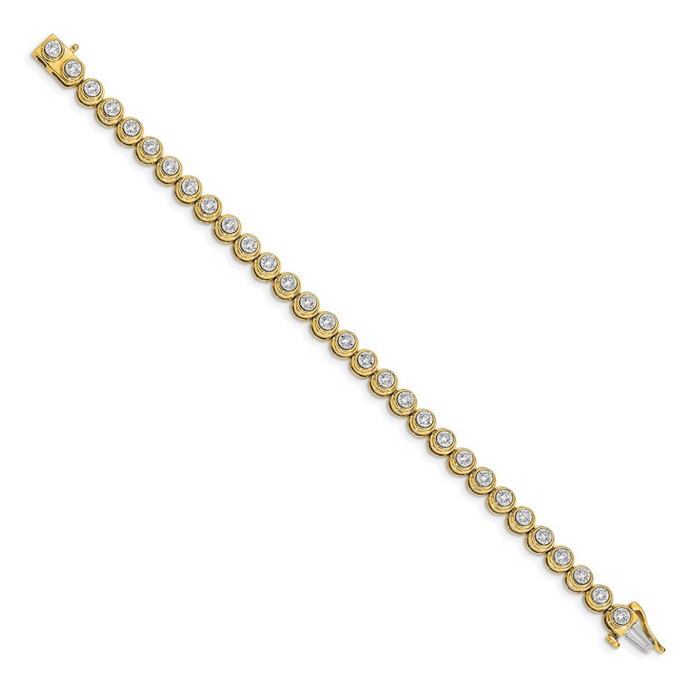 14k Yellow Gold Natural Diamond Circle Link Bracelet