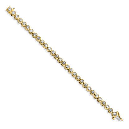14k Yellow Gold Natural Diamond Circle Link Bracelet