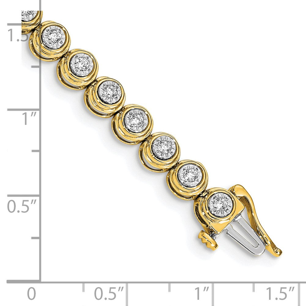 14k Yellow Gold Natural Diamond Circle Link Bracelet