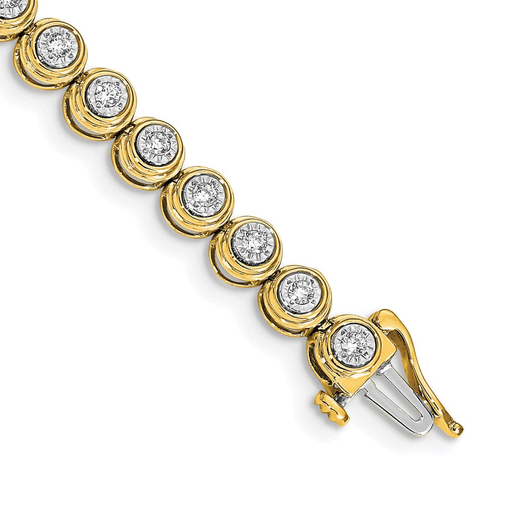 14k Yellow Gold Natural Diamond Circle Link Bracelet