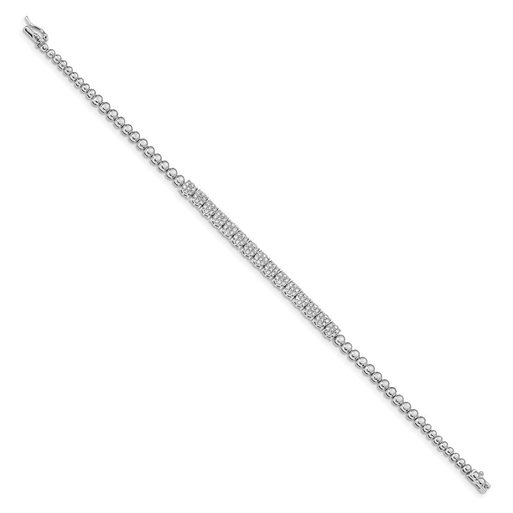 14k White Gold Graduated Bead Natural Diamond Bracelet