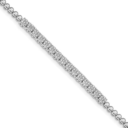 14k White Gold Graduated Bead Natural Diamond Bracelet