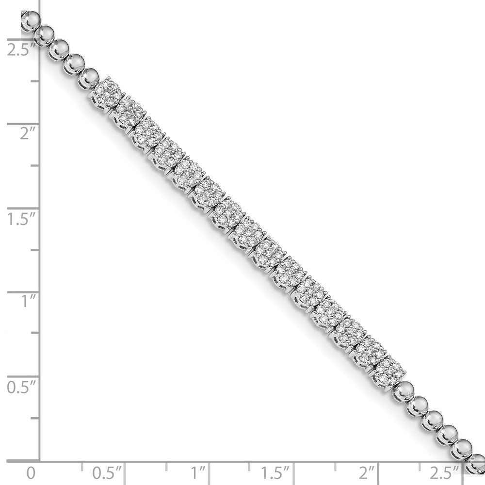 14k White Gold Graduated Bead Natural Diamond Bracelet