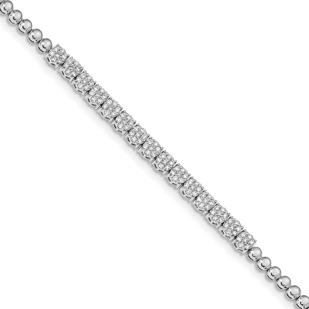 14k White Gold Graduated Bead Natural Diamond Bracelet