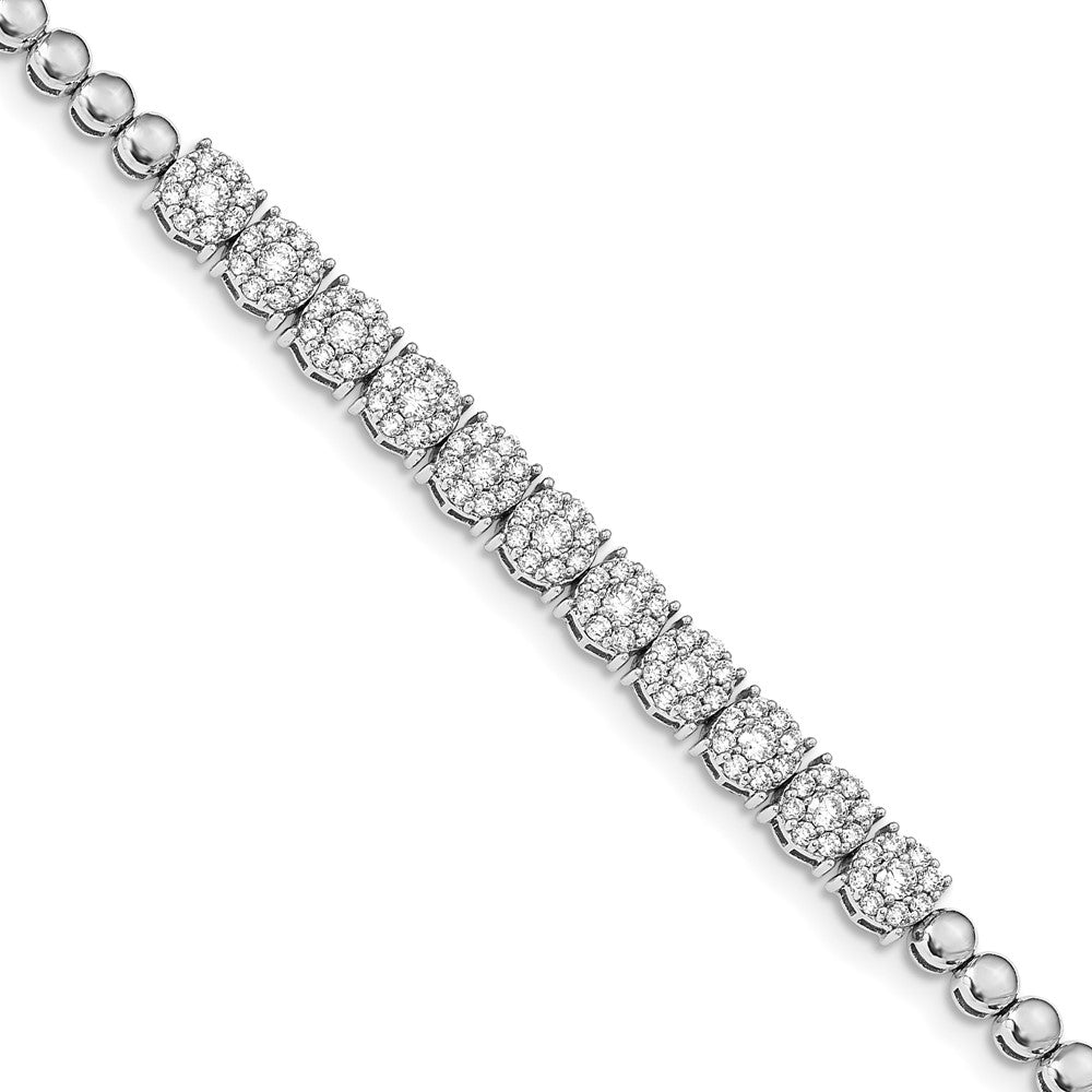 14k White Gold Graduated Bead Natural Diamond Bracelet