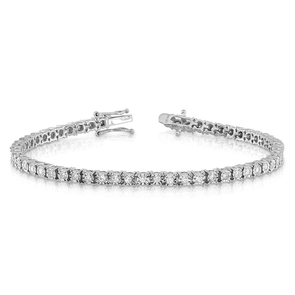 14k White Gold Illusion Setting Natural Diamond Bracelet