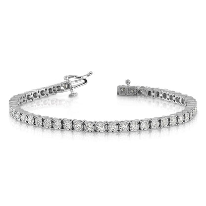 14k White Gold Illusion Setting Natural Diamond Bracelet