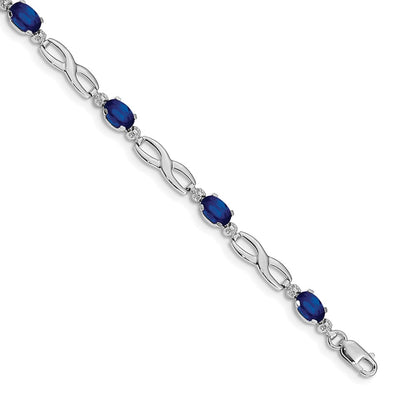14k White Gold Infinity Natural Diamond and Sapphire Bracelet