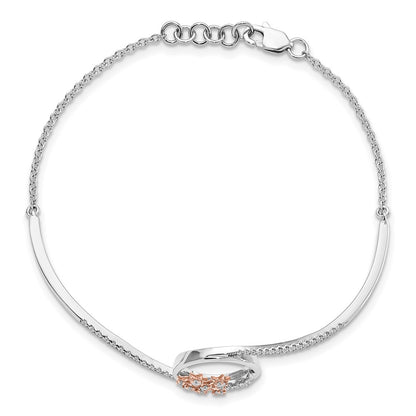 14k Two-tone Moon and Stars Natural Diamond 7in w/.5in ext Bracelet