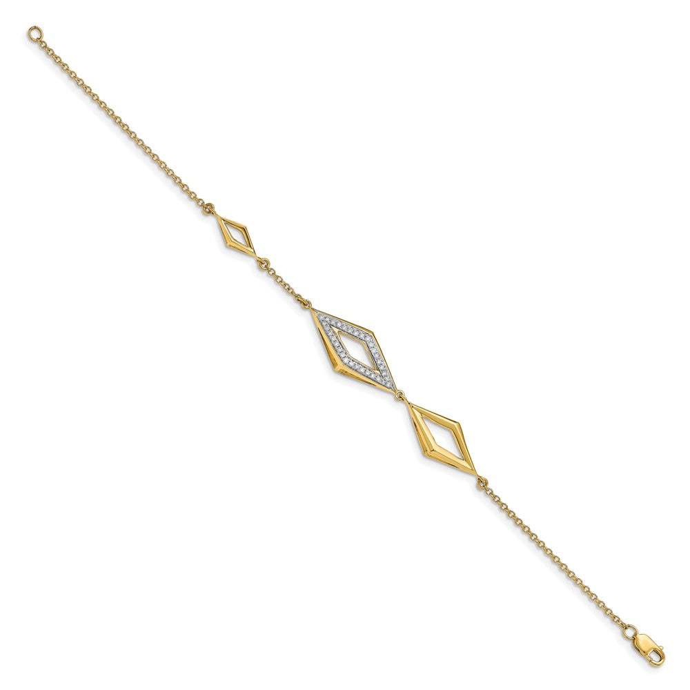 14k Yellow Gold Polished Fancy Natural Diamond 7in Bracelet