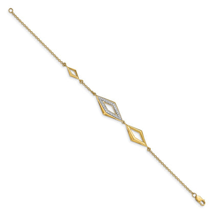 14k Yellow Gold Polished Fancy Natural Diamond 7in Bracelet
