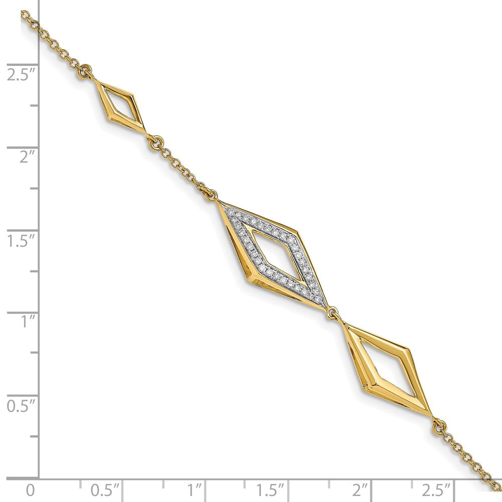 14k Yellow Gold Polished Fancy Natural Diamond 7in Bracelet