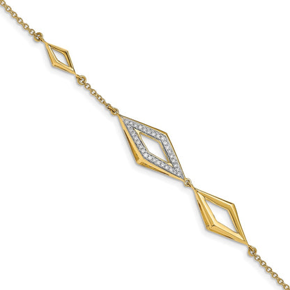 14k Yellow Gold Polished Fancy Natural Diamond 7in Bracelet