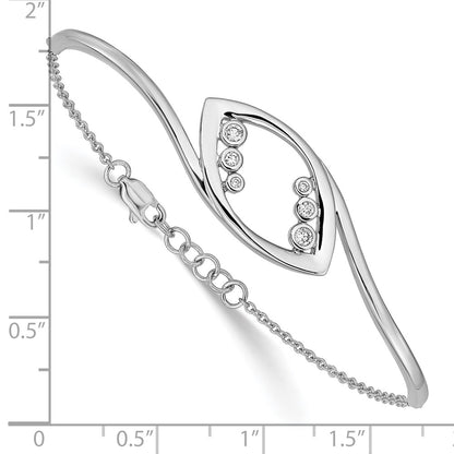 14k White Gold Fancy Round Natural Diamond 7in w/.5in ext Bracelet