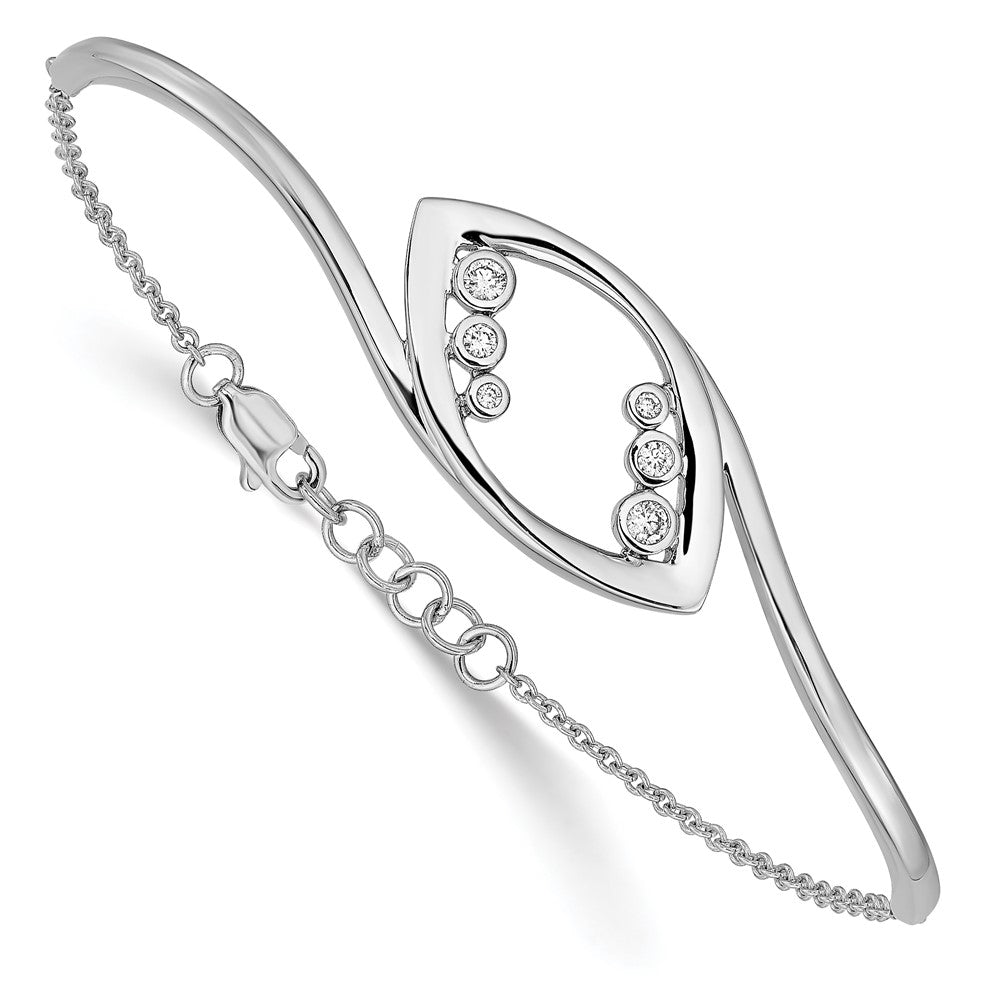 14k White Gold Fancy Round Natural Diamond 7in w/.5in ext Bracelet