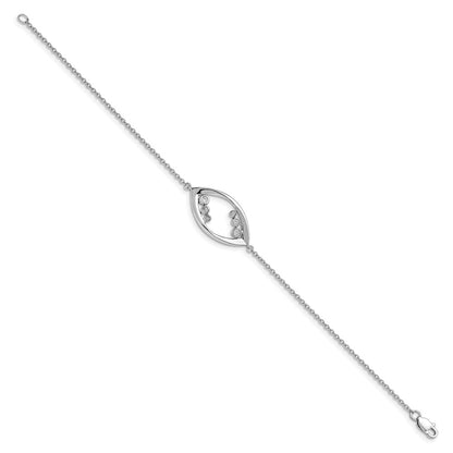 14k White Gold Fancy Round Natural Diamond 7in Bracelet