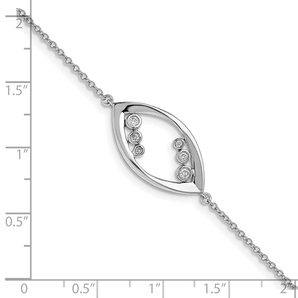 14k White Gold Fancy Round Natural Diamond 7in Bracelet