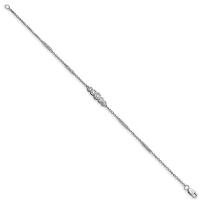 14k White Gold Polished Natural Diamond Bezel Set 7in Bracelet