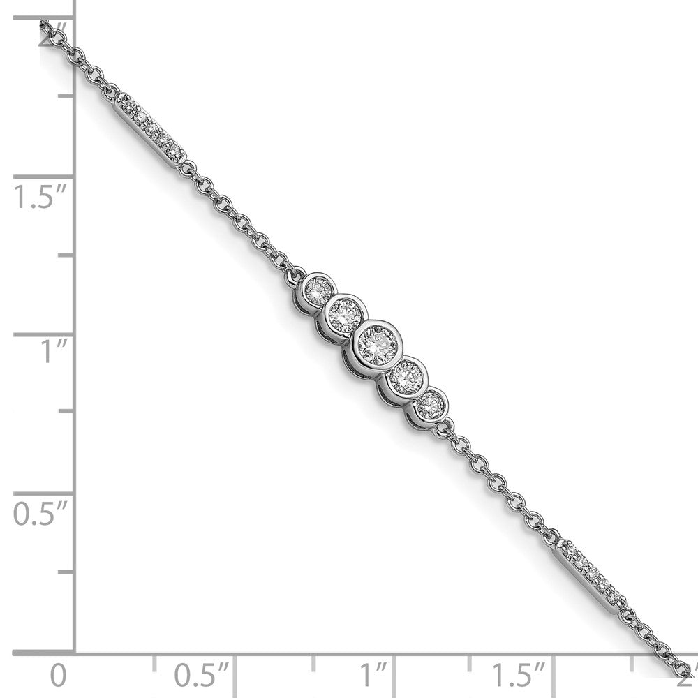 14k White Gold Polished Natural Diamond Bezel Set 7in Bracelet