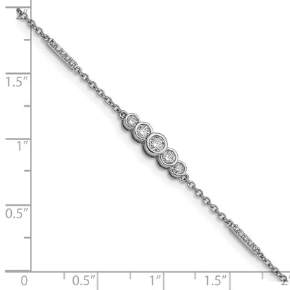 14k White Gold Polished Natural Diamond Bezel Set 7in Bracelet